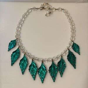 Vintage Art Deco Glass Necklace Choker Leaf